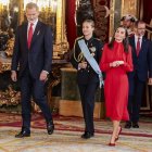 Felipe VI, la Princesa Leonor y la Reina Letizia, en la recepción del 12 de octubre.