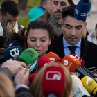La actriz Elisa Mouliaá responde a los medios a su  salida de declarar de los juzgados de Plaza de Castilla.
