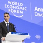 Pedro Sánchez durante su intervención en el Foro Económico Mundial en Davos (Suiza)