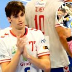 Pablo Urdangarín marca el tanto decisivo de la victoria del Fraikin BM Granollers con Johanna Zott en la grada.