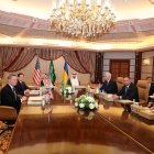JEDDAH, March 11, 2025  -- U.S. and Ukrainian delegations meet in Jeddah, Saudi Arabia, March 11, 2025. A high-stakes meeting between U.S. and Ukrainian delegations started in Saudi Arabia on Tuesday.

Europa Press/Contacto/Wang Dongzhen
11/3/2025
