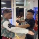 Víctor Sáez, concejal del PSOE en Lorquí (derecha) siendo agredido