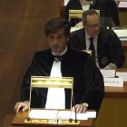 El abogado de Soc. Civil Catalana, Juan Chapapría, en un momento de su intervención ante el TJUE.