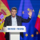 El presidente del PP, Alberto Núñez Feijóo, interviene durante la segunda jornada del XXI Congreso Nacional del Partido Popular.
