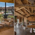 La terraza de Barro con vistas directas a la muralla de Ávila y su comedor de estética rústica-minimalista: el entorno donde se sirve el sorprendente sorbete de calabacín.