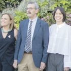 El alto comisionado del Gobierno de Pedro Sánchez para la dana, José María Ángel, entre Pilar Bernabé y Diana Morant