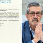 José María Ángel junto al informe del jefe de personal de Diputación, Josep Salvador Duart, asegurando que tenía un título de diplomado