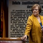 Enriqueta Chicano, presidenta del Tribunal de Cuentas, antes de declarar ante la comisión del Senado por el caso Koldo.