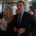 La presidenta de la Junta de Extremadura, María Guardiola, y el presidente del PP, Alberto Núñez Feijóo.