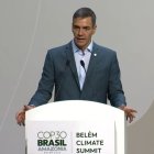 Pedro Sánchez en su comparecencia en la COP-30 en Brasil