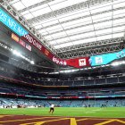 MADRID, SPAIN - NOVEMBER 16: General view inside the stadium prior to the NFL 2025 game between Washington Commanders and Miami Dolphins at Estadio Santiago Bernabeu on November 16, 2025 in Madrid, Spain. (Photo by Denis Doyle/Getty Images)