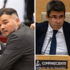 El portavoz de ERC, Gabriel Rufián, y Carlos Mazón, en el Congreso