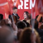 Pedro Sánchez y Miguel Ángel Gallardo en Mérida. EuropaPress