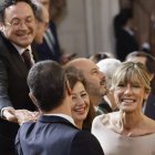 El Fiscal General del Estado, Álvaro García Ortiz, saluda a Pedro Sánchez ante Begoña Gómez