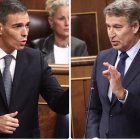 Pedro Sánchez y Alberto Núñez Feijóo en la sesión de control en el Congreso