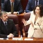 La presidenta de la Comunidad de Madrid, Isabel Díaz Ayuso, interviene durante una sesión de control en la Asamblea