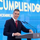 El presidente del Gobierno, Pedro Sánchez, durante su balance del año