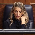 Yolanda Díaz durante una sesión en el Congreso de los Diputados.