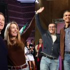 Feijóo y Sánchez con los candidatos en Extremadura: María Guardiola y Miguel Ángel Gallardo.