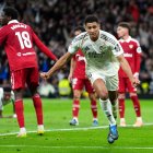 MADRID, SPAIN - DECEMBER 20: Jude Bellingham of Real Madrid celebrates scoring his team's first goal during the LaLiga EA Sports match between Real Madrid CF and Sevilla FC at Estadio Santiago Bernabeu on December 20, 2025 in Madrid, Spain. (Photo by Angel Martinez/Getty Images)