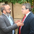 Miguel Ángel Gallardo y el presidente de la Diputación de Cáceres,Miguel Ángel Morales