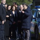 El rey Felipe y la reina Letizia con el alcalde de Adamuz, Rafael Ángel Moreno y la ministra de Hacienda, María Jesús Montero