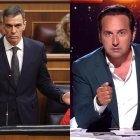 El presidente del Gobierno, Pedro Sánchez (izq.) y el presentador de 'Horizonte', Iker Jiménez (der.)