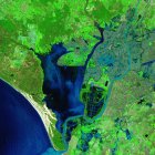 Imagen de Sentinel-2 del 14 de febrero con la marisma de Doñana inundada.