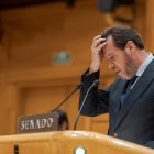 El ministro de Transportes y Movilidad Sostenible, Óscar Puente, en el Senado durante la coparecencia por el accidente de Adamuz.
