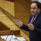 El president de la Generalitat, Juanfran Pérez Llorca, durante una sesión de control, en Les Corts, a 18 de febrero de 2026, en Valencia, Comunidad Valenciana (España).  Llorca se enfrenta a su primera sesión de control en Les Corts como jefe del Consell con asuntos sobre la mesa como la creación de una comisión de investigación sobre las VPP, las concesiones sanitarias y la dimisión de Mazón.

Rober Solsona / Europa Press
18/2/2026