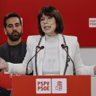 La secretaria general del PSPV-PSOE, Diana Morant y el portavoz en Les Corts, José Muñoz