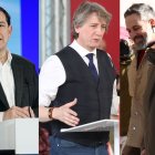 Los candidatos a la presencia de la Junta de Castilla y León que debatirán en el programa de RTVE. Alfonso Fernández Mañueco (i), Carlos Martínez (c) y Carlos Pollán junto a Santiago Abascal (d)