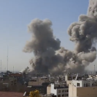 Imagen tomada de un vídeo en el momento del ataque de Estados Unidos e Israel en Teherán