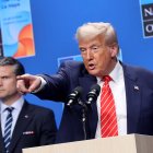 El presidente de Estados Unidos, Donald Trumo, en una rueda de prensa tras una reunión de la OTAN.