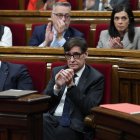 El presidente de la Generalitat de Cataluña, Salvador Illa, durante el pleno del Parlament