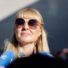 Cayetana Guillén Cuervo en el tanatorio para dar el último adiós a Gemma Cuervo
