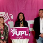 La candidata de UPL a la Presidencia de la Junta, Alicia Gallego (centro), acompañada por los números dos y tres de la candidatura leonesista, Luis Mariano Santos y Rosa María Quintanilla.

EUROPA PRESS
15/3/2026