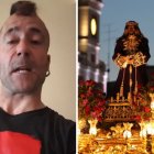 Rubén Sánchez, responsable de organización de Podemos en Sagunto, y el Cristo de Medinaceli