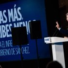 El presidente del PP, Alberto Núñez Feijóo, durante el acto ‘Pagas más, recibes menos
