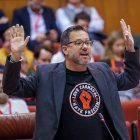 El portavoz de Adelante Andalucía y candidato a presidir la Junta, José Ignacio García, en el último pleno del Parlamento.
