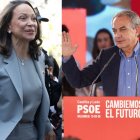 La líder opositora de Venezuela, María Corina Machado, y el expresidente del Gobierno, José Luis Rodríguez Zapatero.