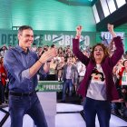 El presidente del Gobierno, Pedro Sánchez, y la secretaria general del PSOE de Andalucía y candidata a la Presidencia de la Junta, María Jesús Montero.