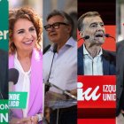 Candidatos a las elecciones: Moreno (PP-A), Montero (PSOE-A), Gavira (Vox), Maíllo (Por Andalucía) y García (Adelante Andalucía).