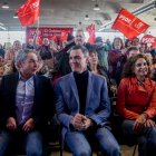 Zapatero, Sánchez y Montero en un mitin del PSOE.