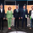 Los cinco candidatos a la Presidencia de la Junta de Andalucía: Antonio Maíllo, María Jesús Montero, Manuel Gavira, Juanma Moreno y José Ignacio García.