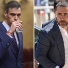 El presidente del Gobierno, Pedro Sánchez, y el principal comisionista de la trama Koldo, Víctor de Aldama.