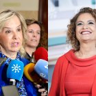 A la izquierda la Fiscal Superior de Andalucía, Ana Tárrago, y a la derecha la candidata socialista María Jesús Montero.