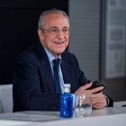 Florentino Perez, President of Real Madrid, speaks during the press conference in which he announces that he will call elections for the presidency of Real Madrid at Ciudad Real Madrid on May 12, 2026 in Madrid, Spain