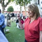 La senadora del PSOE y expresidenta de la Junta de Andalucía, Susana Díaz, durante un acto público de campaña del 17M.