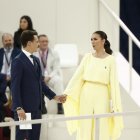 Patricia Pardo y Christian Gálvez, en el encuentro Diocesano del Papa en el Bernabéu.